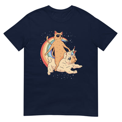 Katze reitet auf Einhorn-Hund - Regenbogen und bunt - Herren T-Shirt Other_Niches xxx yyy zzz Navy