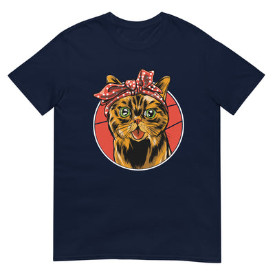 Katze mit Bandana und zeigt Zunge - Lustiges Porträtgesicht - Herren T-Shirt Other_Niches xxx yyy zzz Navy