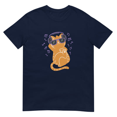 Katze mit Sonnenbrille und Kopfhörern hört Musik - Herren T-Shirt Other_Niches xxx yyy zzz Navy