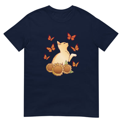 Katze, Sonnenblumen und Schmetterlinge - Herren T-Shirt Other_Niches xxx yyy zzz Navy