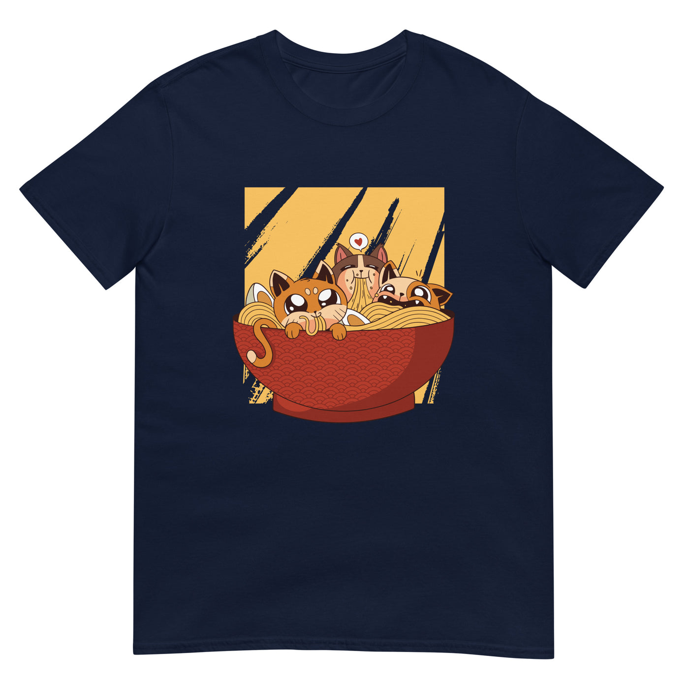 Katzen essen Ramen - Lustig - Herren T-Shirt Other_Niches xxx yyy zzz Navy