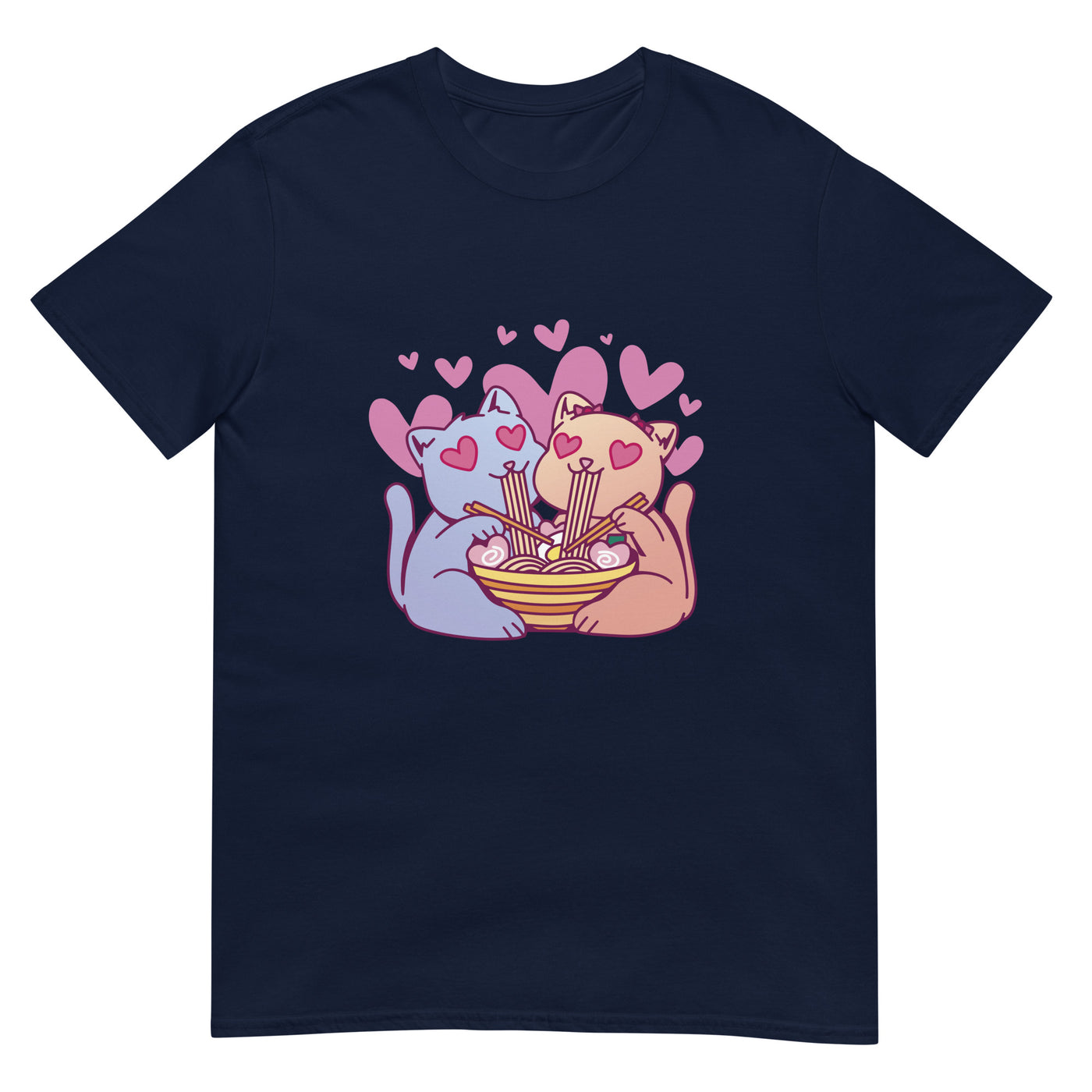 Katzen in Liebe essen Ramen - Herzen - Herren T-Shirt Other_Niches xxx yyy zzz Navy