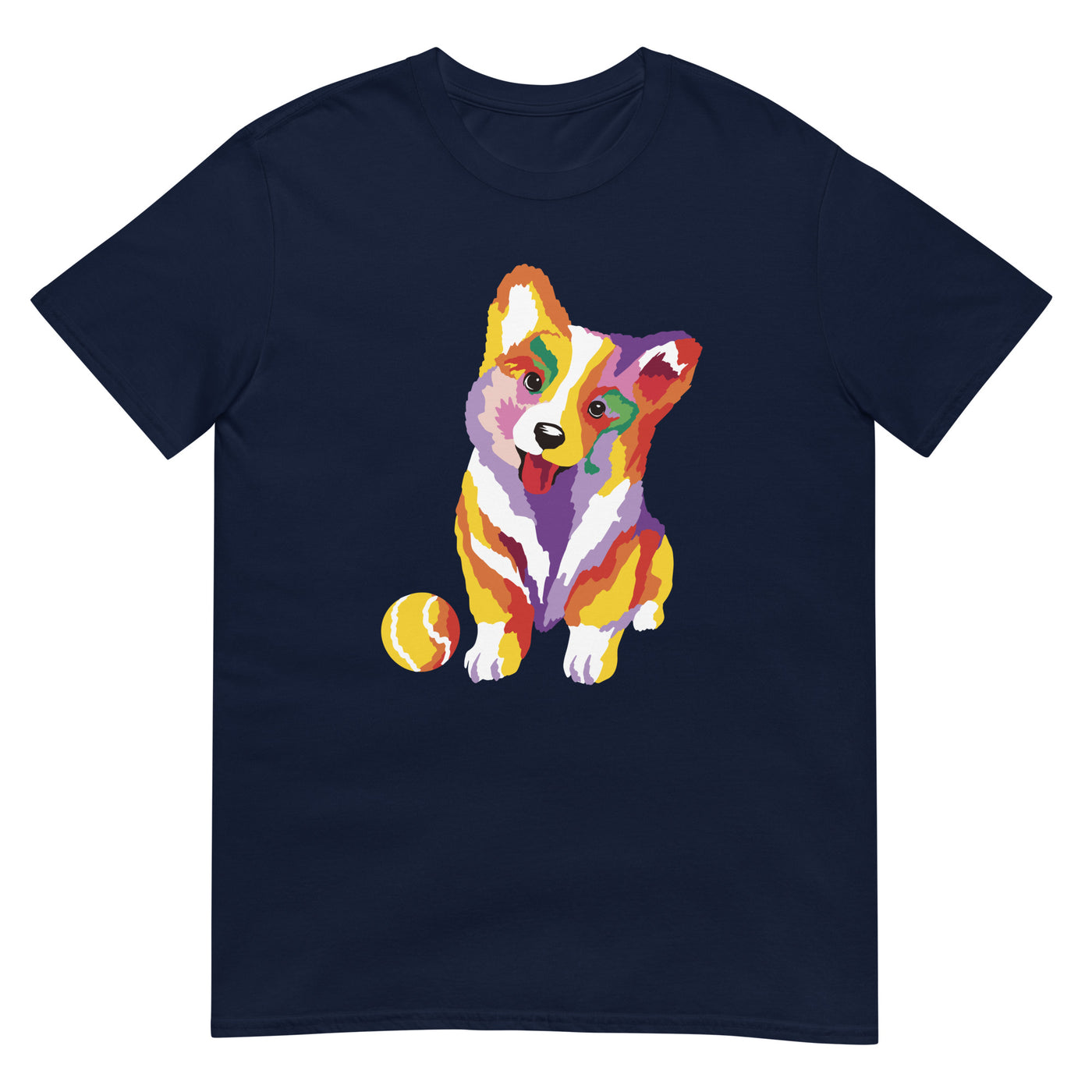 Bunter Corgi Welpe mit Ball - Herren T-Shirt Other_Niches xxx yyy zzz Navy