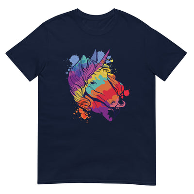 Buntes Einhorngesicht - Porträt - Herren T-Shirt Other_Niches xxx yyy zzz Navy