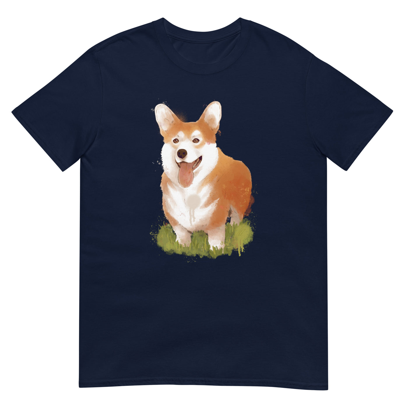 Corgi in Aquarellmalerei - Herren T-Shirt Other_Niches xxx yyy zzz Navy