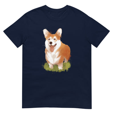 Corgi in Aquarellmalerei - Herren T-Shirt Other_Niches xxx yyy zzz Navy