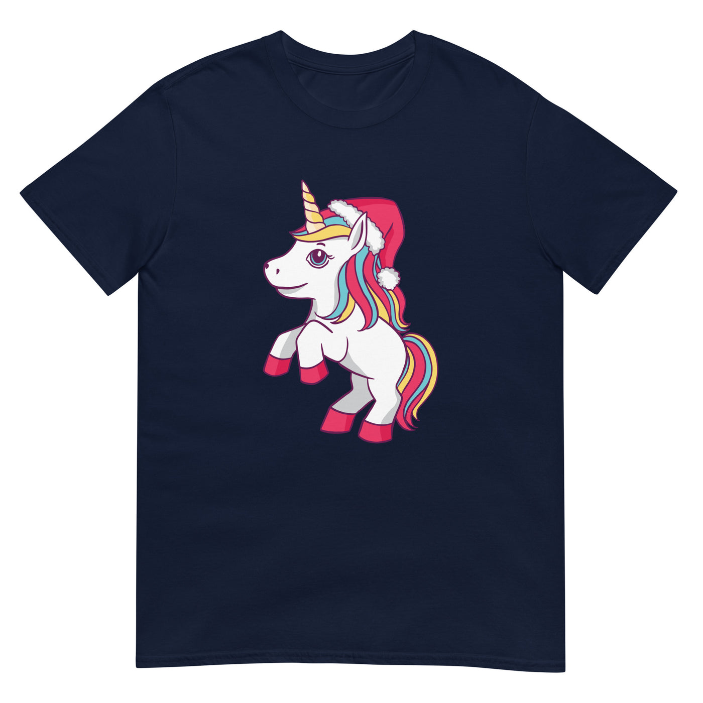 Niedliches Einhorn mit Weihnachtsmannmütze - Bunt - Herren T-Shirt Other_Niches xxx yyy zzz Navy