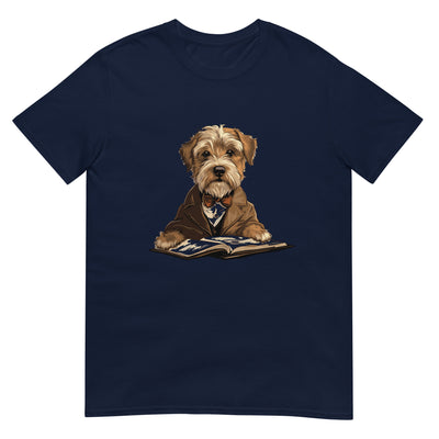 Hund liest ein Buch und trägt einen Anzug - Herren T-Shirt Other_Niches xxx yyy zzz Navy