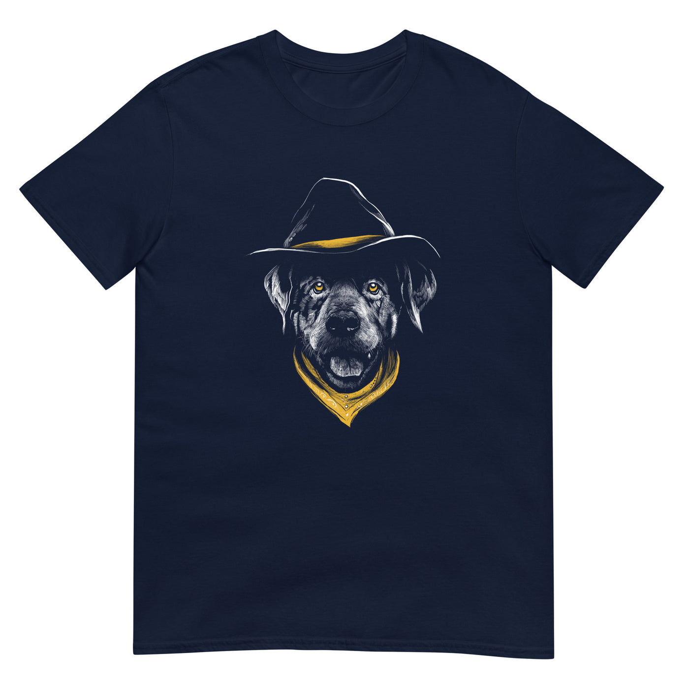 Hund mit Cowboyhut - Monochromes Porträtgesicht - Herren T-Shirt Other_Niches xxx yyy zzz Navy