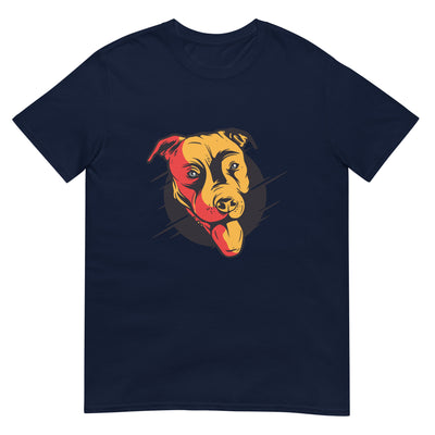 Gesichtsporträt eines lächelnden Pitbull Hundes - Herren T-Shirt Other_Niches xxx yyy zzz Navy