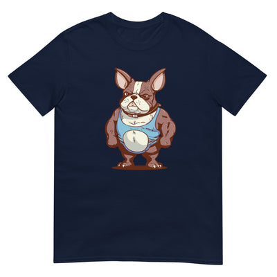 Französische Bulldogge als Bodybuilder - Herren T-Shirt Other_Niches xxx yyy zzz Navy