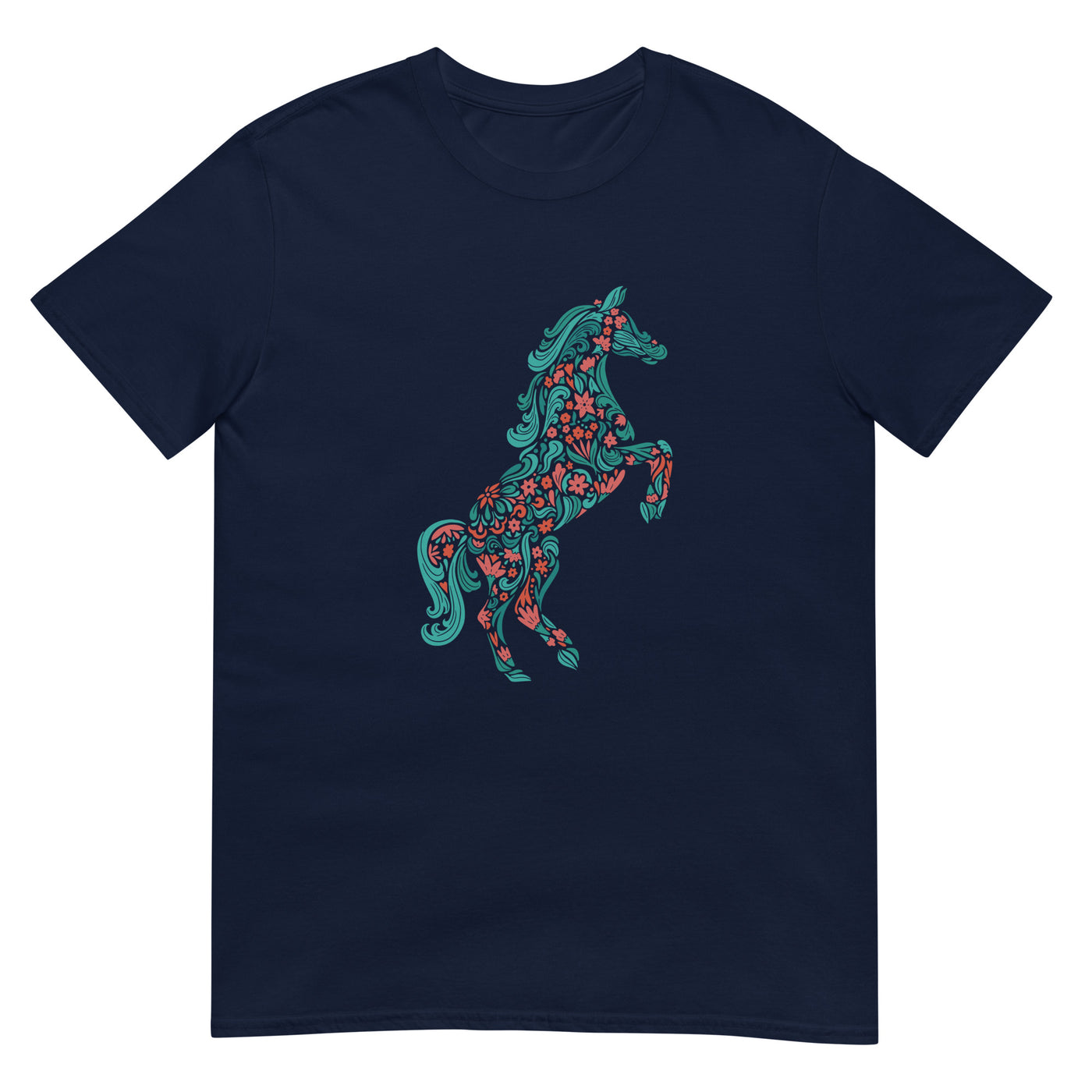 Pferd mit roten Blumen im Inneren stehend - Herren T-Shirt Other_Niches xxx yyy zzz Navy