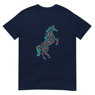 Pferd mit roten Blumen im Inneren stehend - Herren T-Shirt Other_Niches xxx yyy zzz Navy