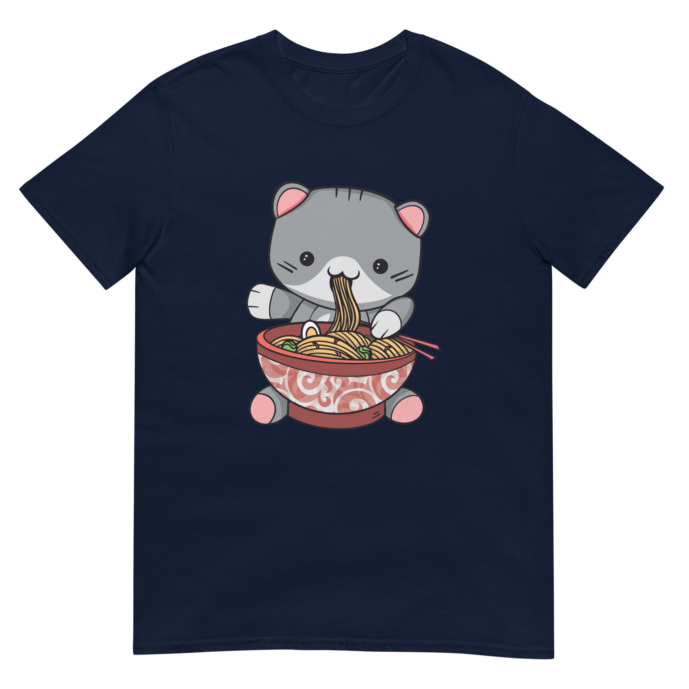 Kawaii Katze isst Ramen - Lustig - Herren T-Shirt Other_Niches xxx yyy zzz Navy