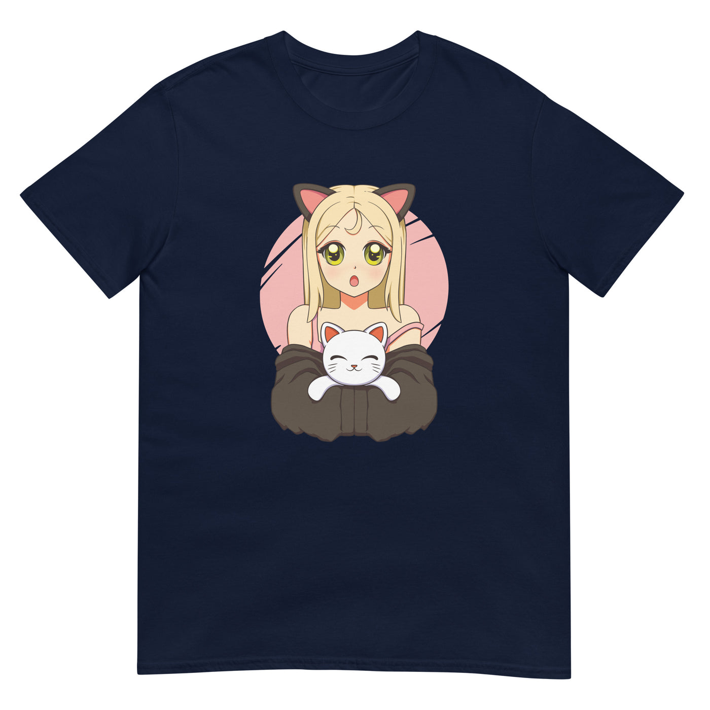 Kawaii Anime-Katzemädchen hält eine Katze - Herren T-Shirt Other_Niches xxx yyy zzz Navy