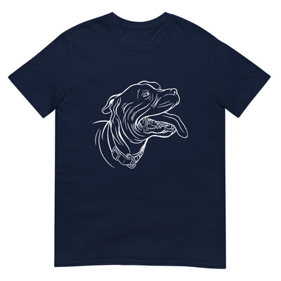 Hechelnder Hund mit Halsband in weißer Linienkunst - Herren T-Shirt Other_Niches xxx yyy zzz Navy