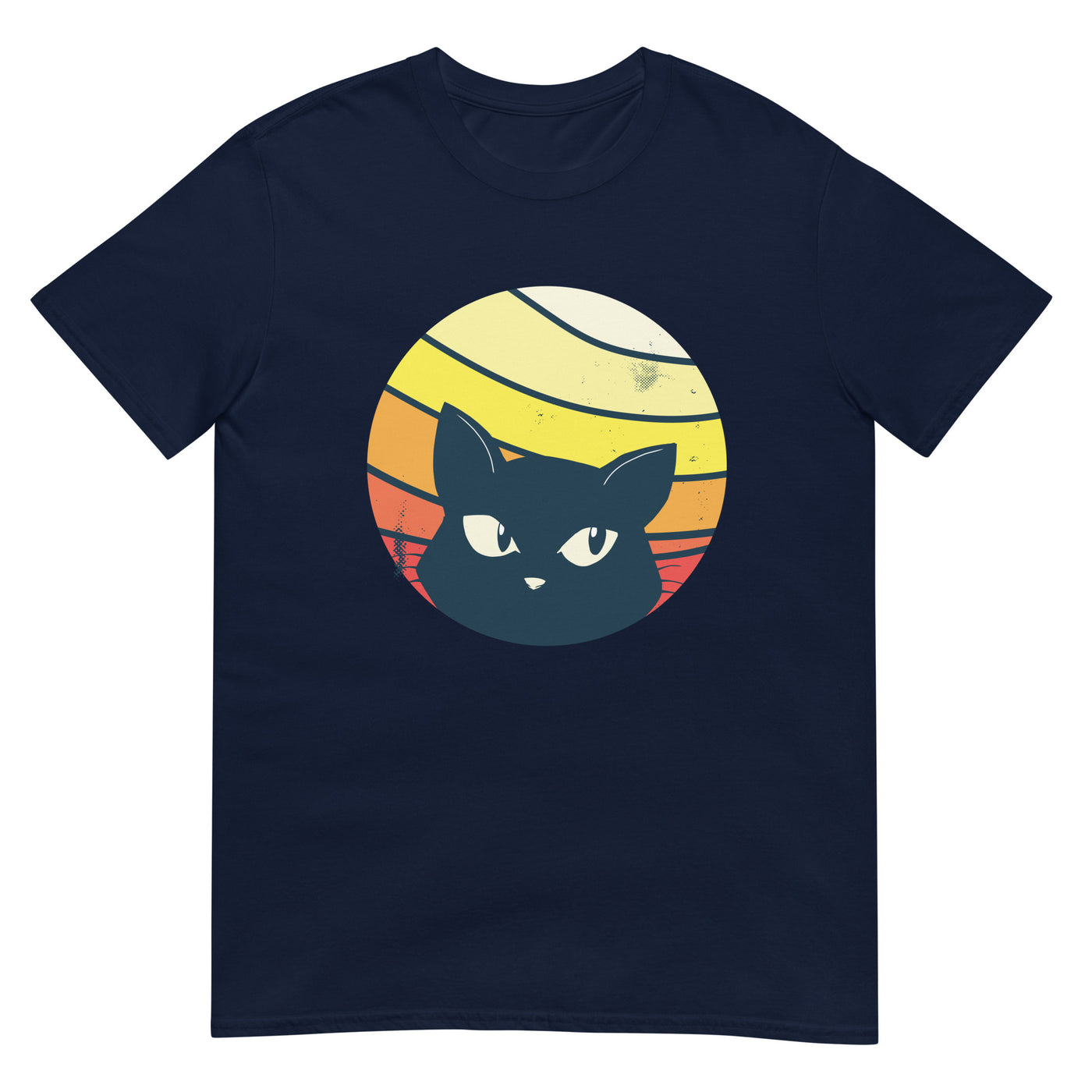 Sonnenuntergang im Retro-Stil und Katze darin - Herren T-Shirt Other_Niches xxx yyy zzz Navy