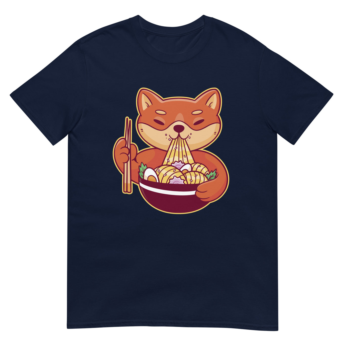 Shiba Inu Hund isst Ramen - Herren T-Shirt Other_Niches xxx yyy zzz Navy