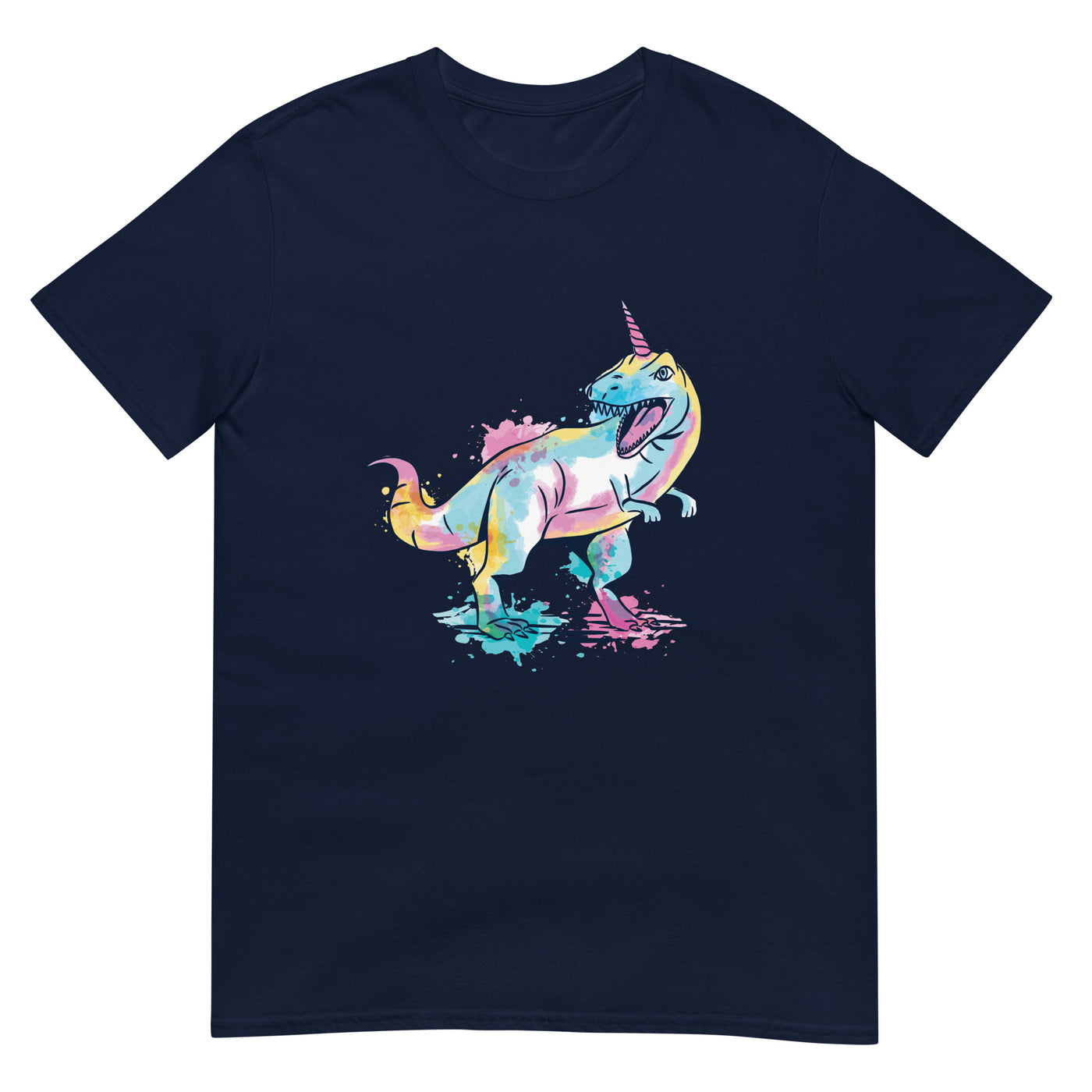 T-Rex-Einhorn-Hybrid - Bunte Aquarellmalerei - Herren T-Shirt Other_Niches xxx yyy zzz Navy