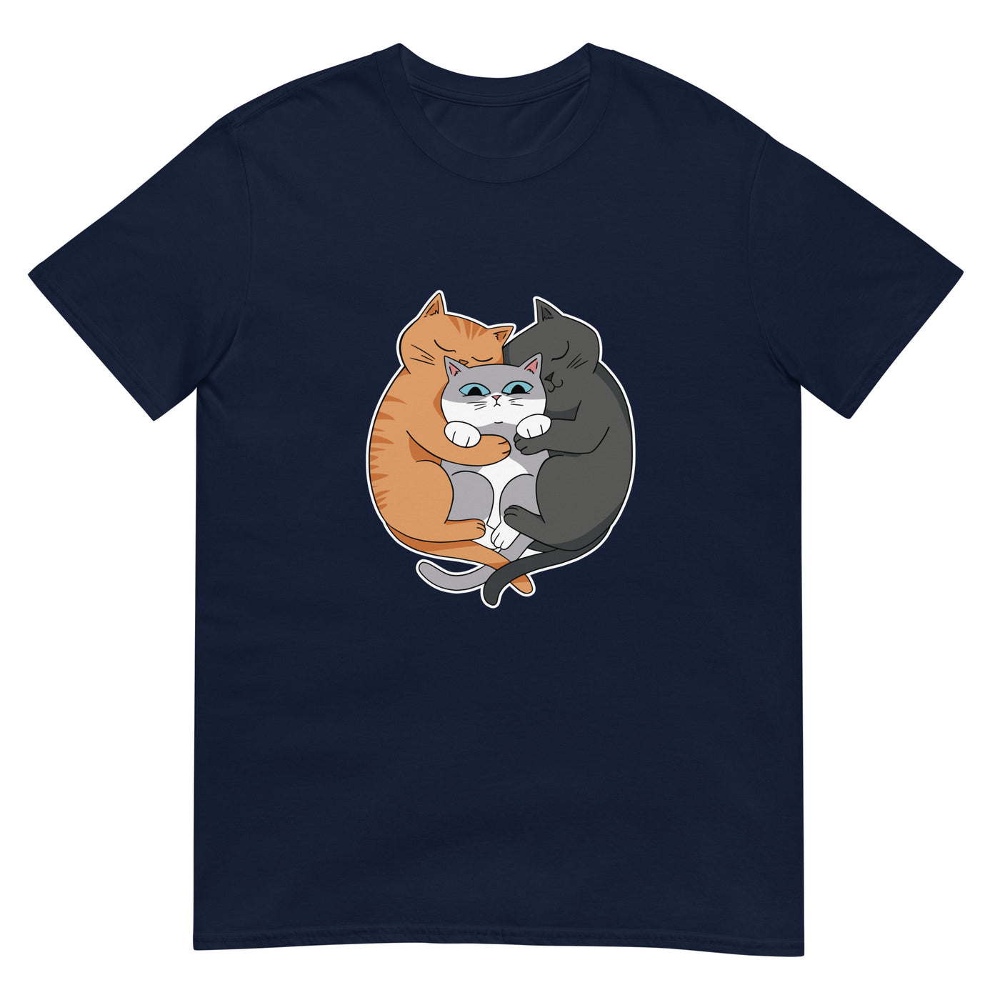 Zwei Katzen kuscheln eine andere Katze in Yin-Yang-Formation - Herren T-Shirt Other_Niches xxx yyy zzz Navy