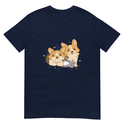 Zwei Corgis mit Sternen und Weltraumhintergrund - Herren T-Shirt Other_Niches xxx yyy zzz Navy