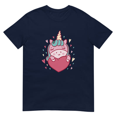 Einhorn hält ein Herz mit Liebe - Herren T-Shirt Other_Niches xxx yyy zzz Navy