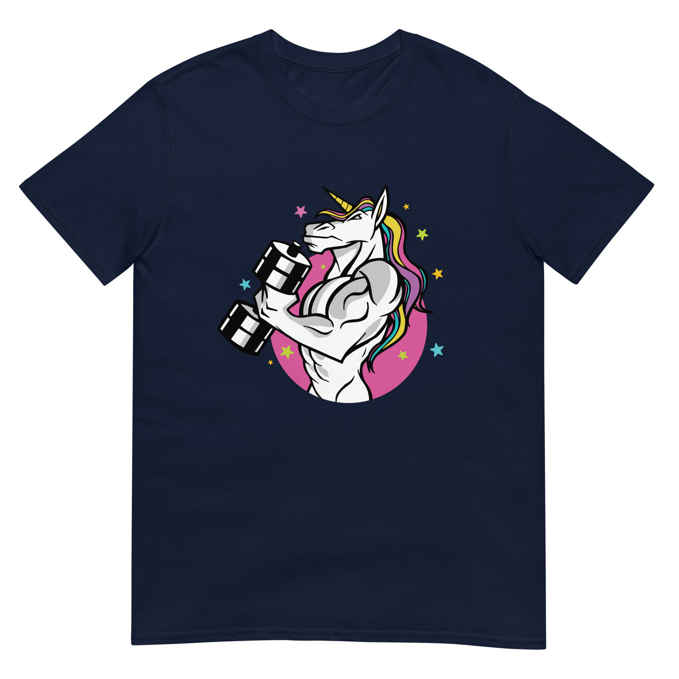 Einhorn hebt Hantel - trainiert zur Motivation - Pink und bunt - Herren T-Shirt Other_Niches xxx yyy zzz Navy