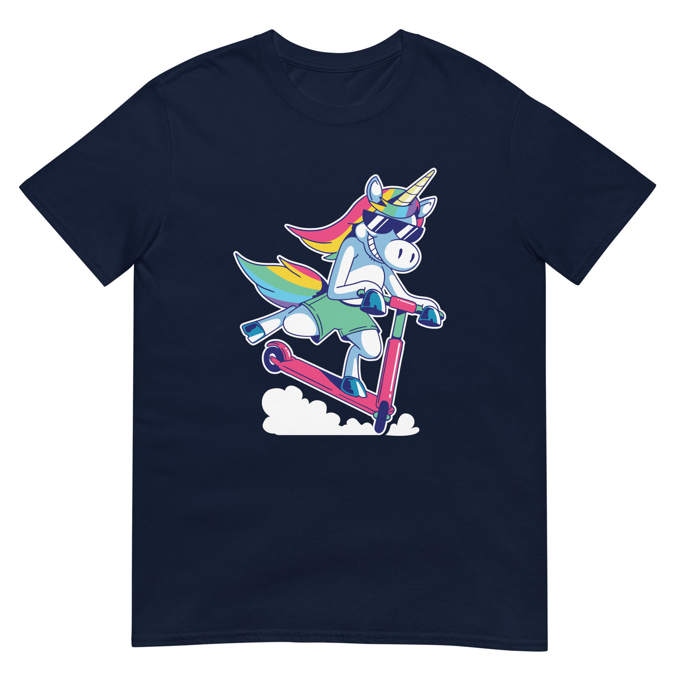 Einhorn auf Roller mit buntem Stil und Sonnenbrille - Herren T-Shirt Other_Niches xxx yyy zzz Navy