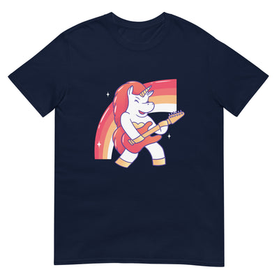 Einhorn spielt elektrische Gitarre und Regenbogen - Herren T-Shirt Other_Niches xxx yyy zzz Navy