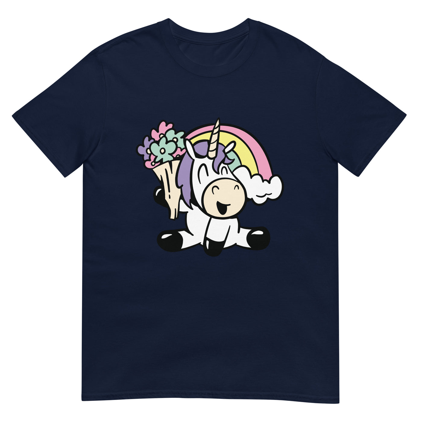 Einhorn mit Regenbogen und Blumen - Herren T-Shirt Other_Niches xxx yyy zzz Navy