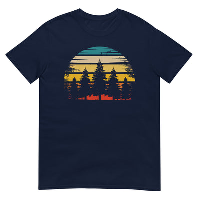 Retro Sonne und Bäume - T-Shirt (Unisex) camping xxx yyy zzz Navy