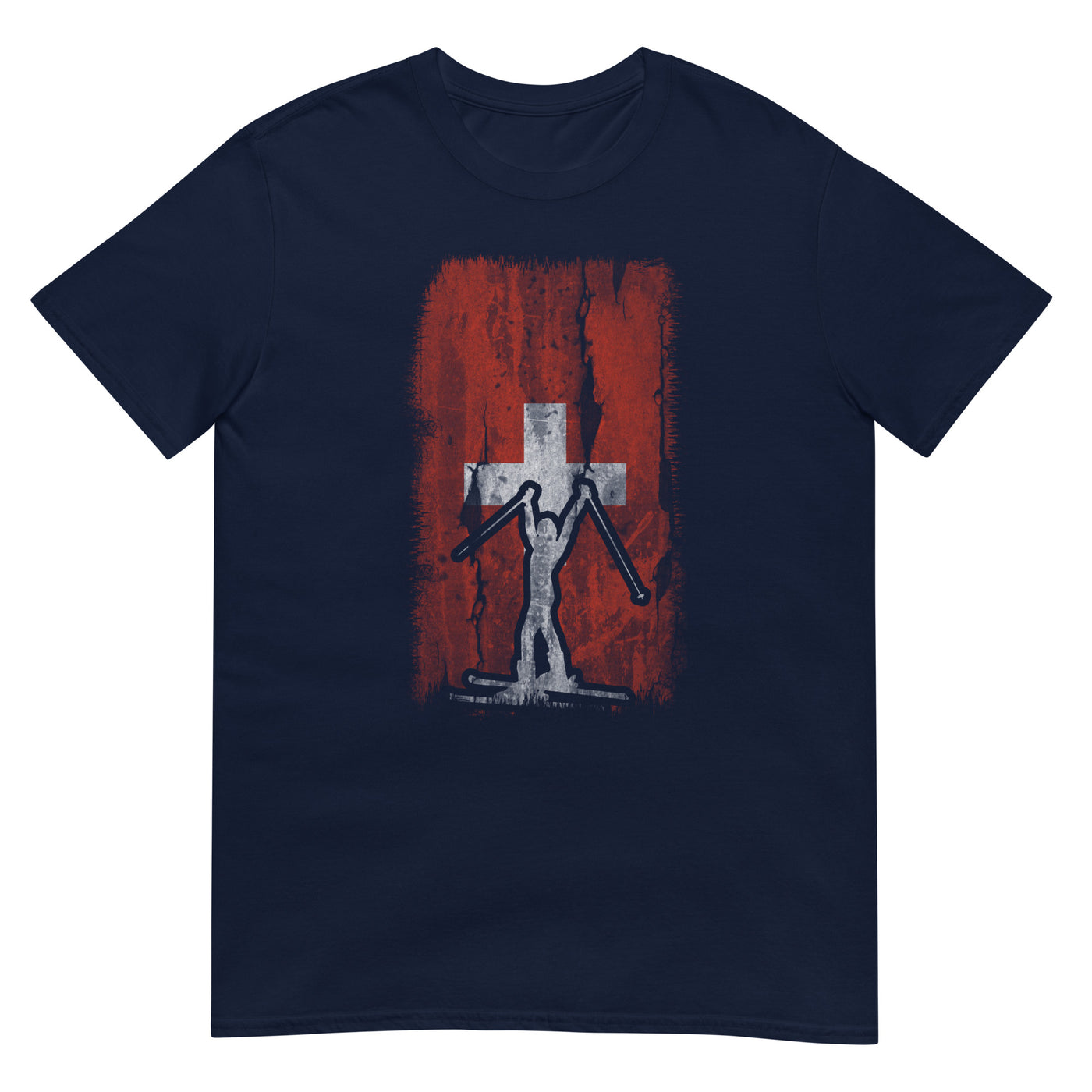 Schweizer Flagge 1 und Skifahren - T-Shirt (Unisex) klettern ski xxx yyy zzz Navy