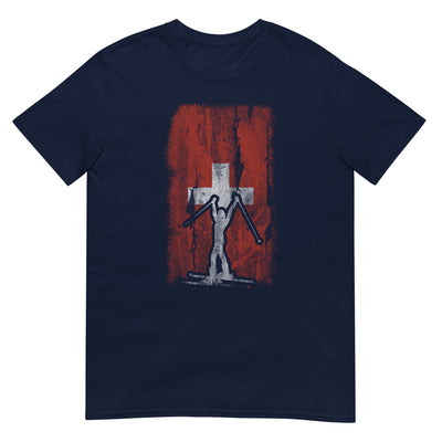 Schweizer Flagge 1 und Skifahren - T-Shirt (Unisex) klettern ski xxx yyy zzz Navy