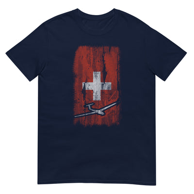 Schweizer Flagge und Segelflugzeug - T-Shirt (Unisex) berge xxx yyy zzz Navy