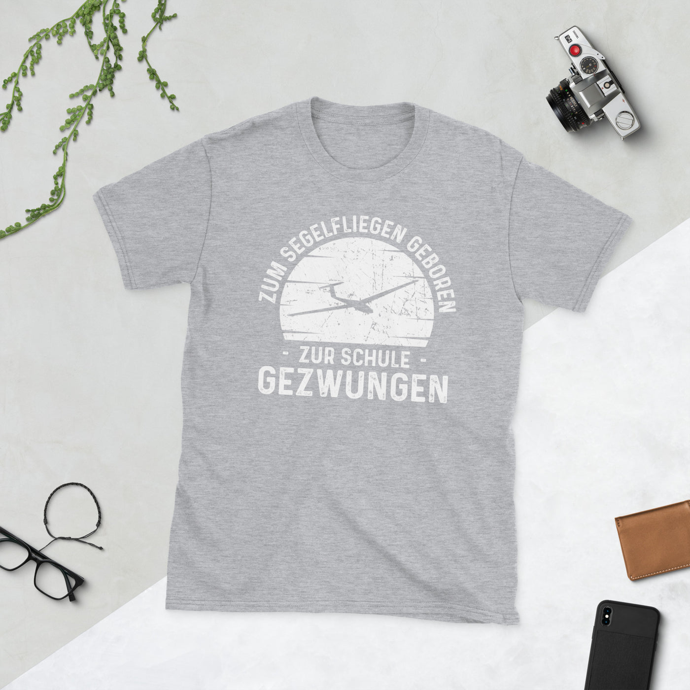 Zum Segelfliegen Geboren Zur Schule Gezwungen - T-Shirt (Unisex) berge Sport Grey