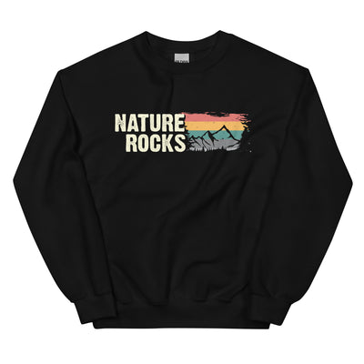 Nature Rocks - Sweatshirt (Unisex) berge camping wandern Schwarz