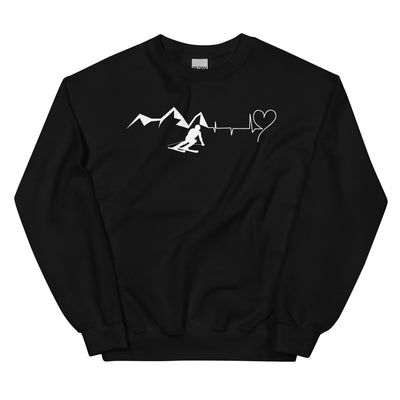 Heart - Heartbeat - Mountain - Skiing - Sweatshirt (Unisex) ski Schwarz