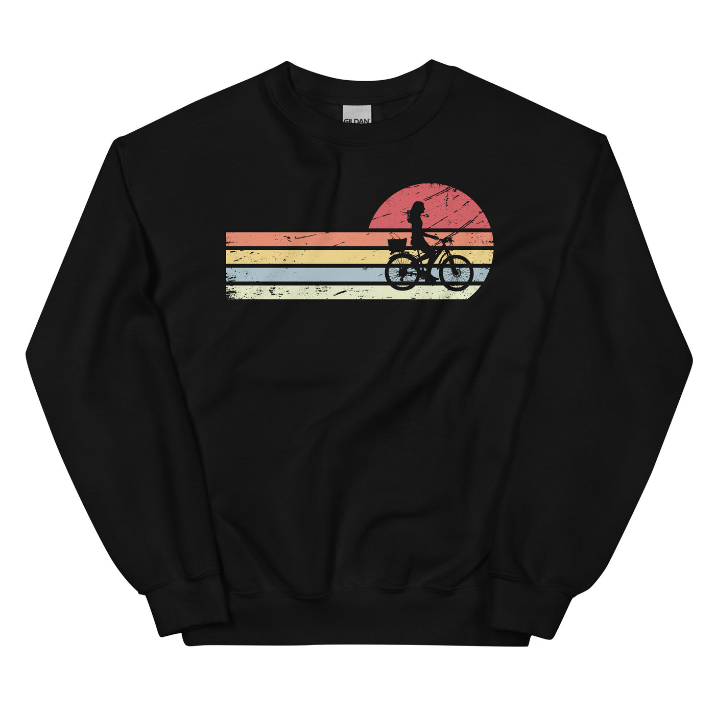 Sonne und Retro Linies - Frau Radfahren - Sweatshirt (Unisex) fahrrad xxx yyy zzz Black