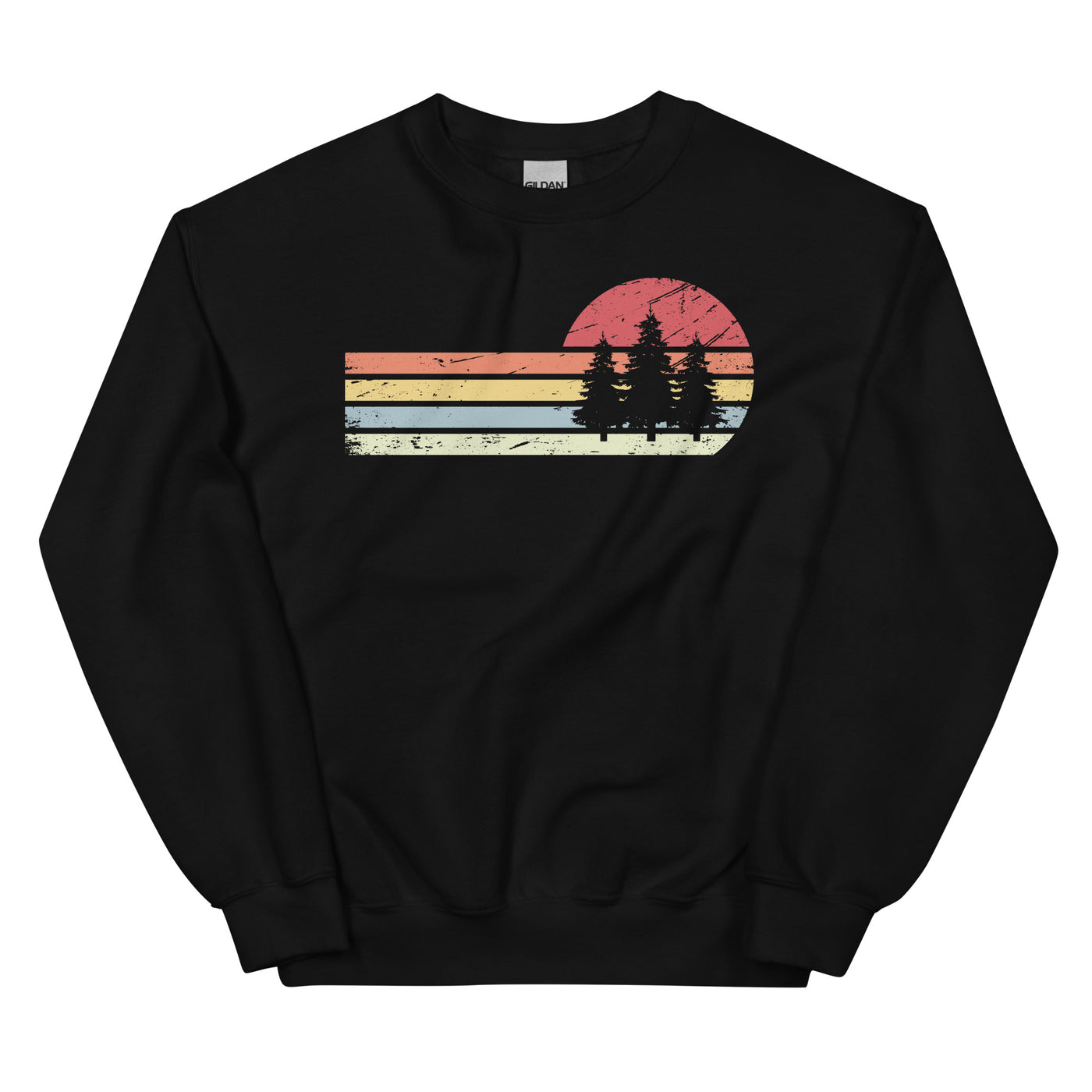 Sonne und Retro Linies - Bäume - Sweatshirt (Unisex) camping xxx yyy zzz Black