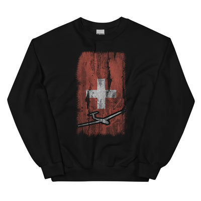 Schweizer Flagge und Segelflugzeug - Sweatshirt (Unisex) berge xxx yyy zzz Black