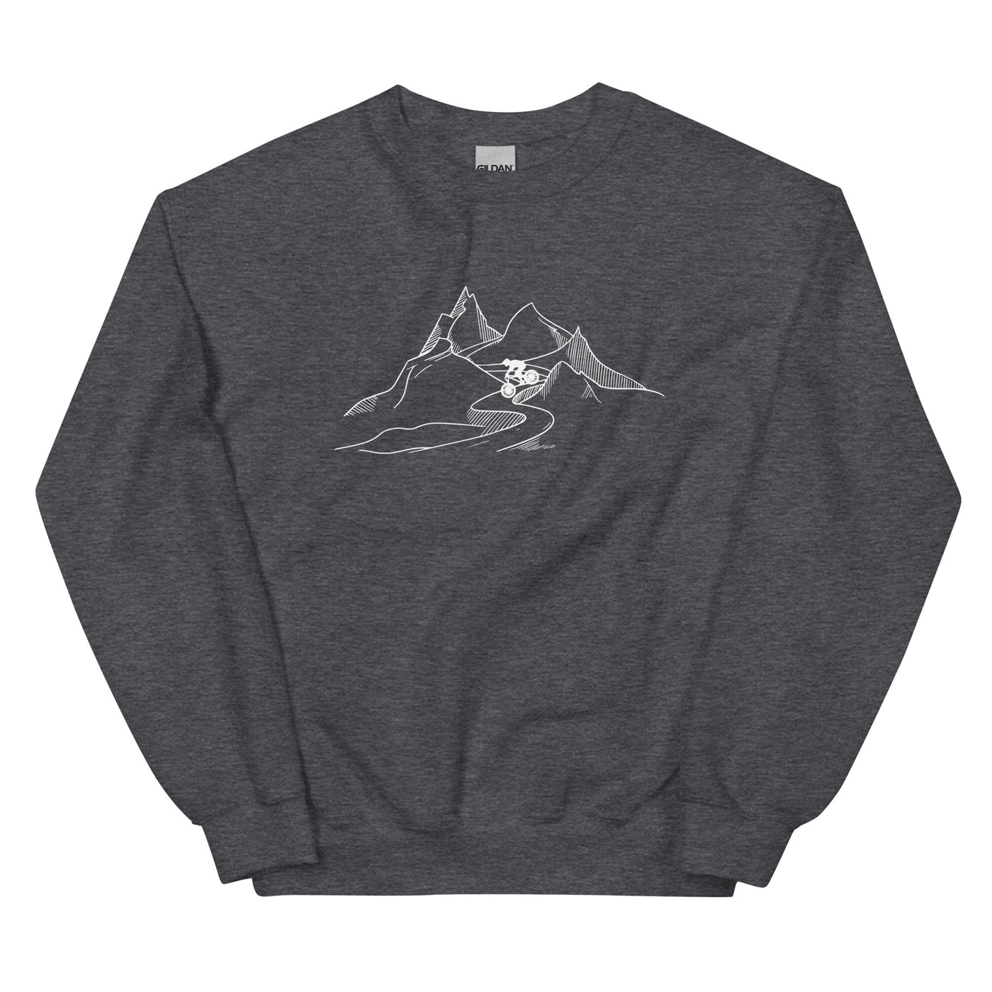 Mountainbiker fährt Downhill - (M) - Sweatshirt (Unisex) xxx yyy zzz Dark Heather