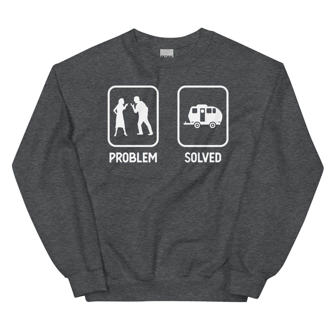 Problem Solved - Camping Caravan - Sweatshirt (Unisex) camping xxx yyy zzz Dark Heather