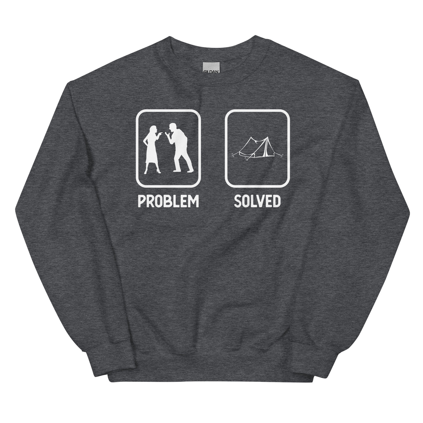 Problem Solved - Camping Tent - Sweatshirt (Unisex) camping xxx yyy zzz Dark Heather