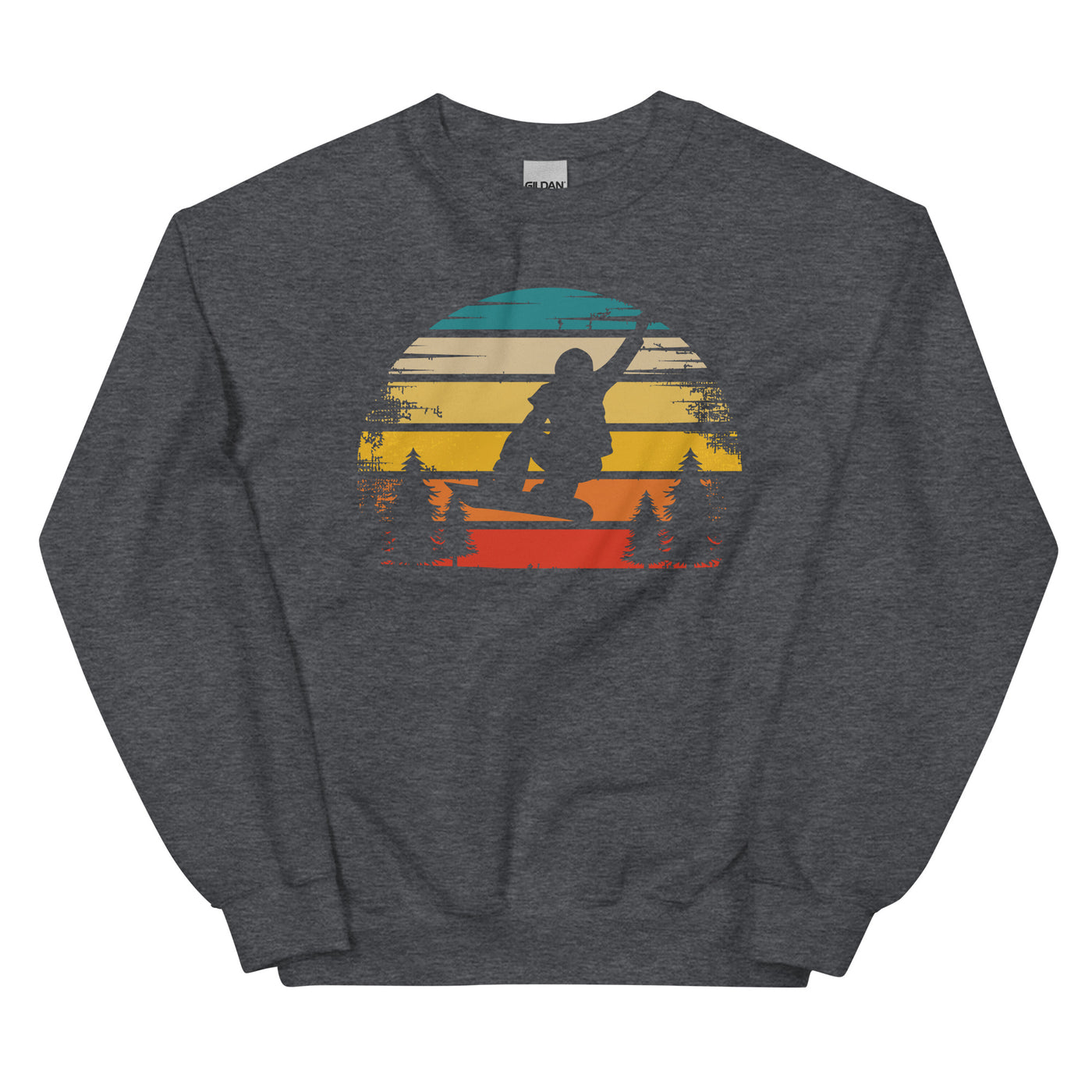 Retro Sonne und Snowboarding - Sweatshirt (Unisex) snowboarden xxx yyy zzz Dark Heather