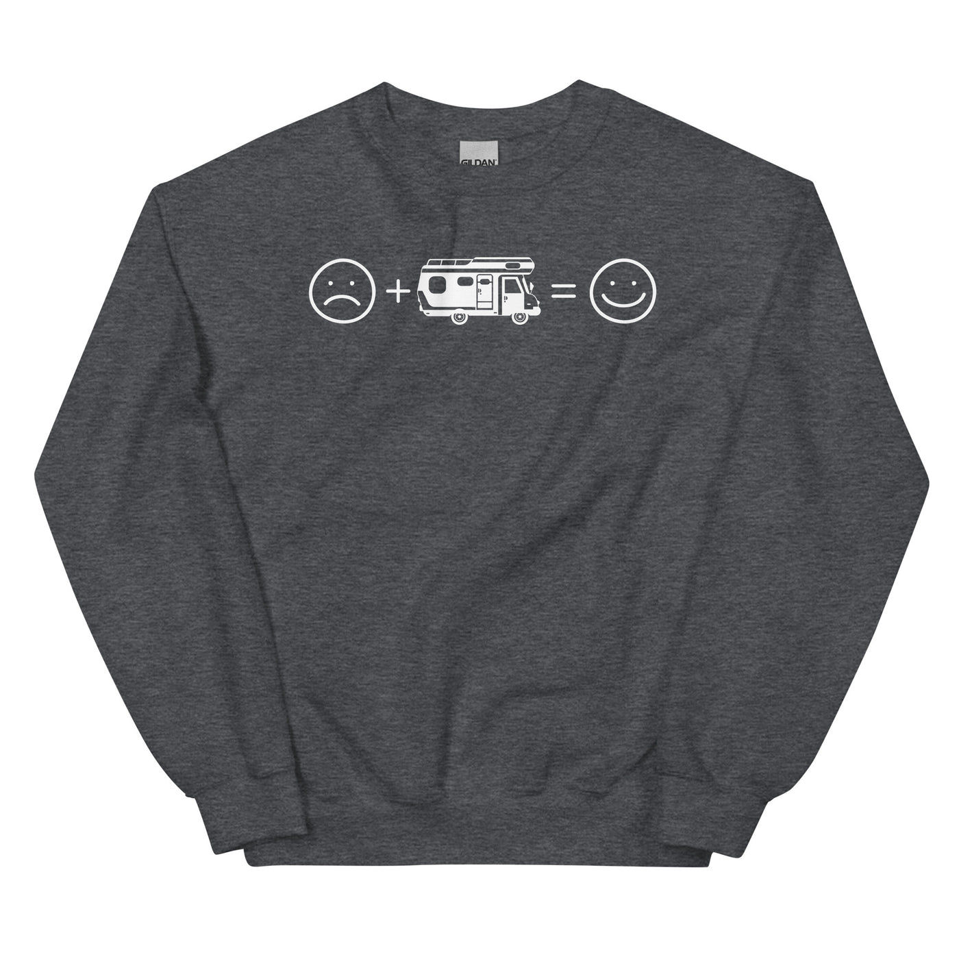 Lächelndes Gesicht und Camping - Sweatshirt (Unisex) camping xxx yyy zzz Dark Heather