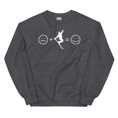 Lächelndes Gesicht und Skifahren - Sweatshirt (Unisex) klettern ski xxx yyy zzz Dark Heather