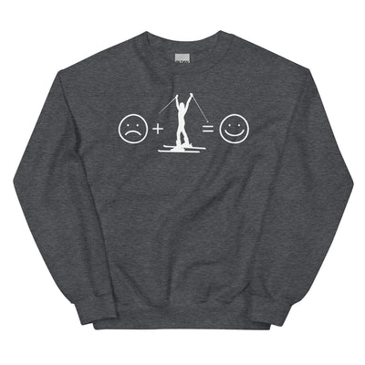 Lächelndes Gesicht und Skifahren - Sweatshirt (Unisex) klettern ski xxx yyy zzz Dark Heather