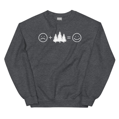 Lächelndes Gesicht und Bäume - Sweatshirt (Unisex) camping xxx yyy zzz Dark Heather