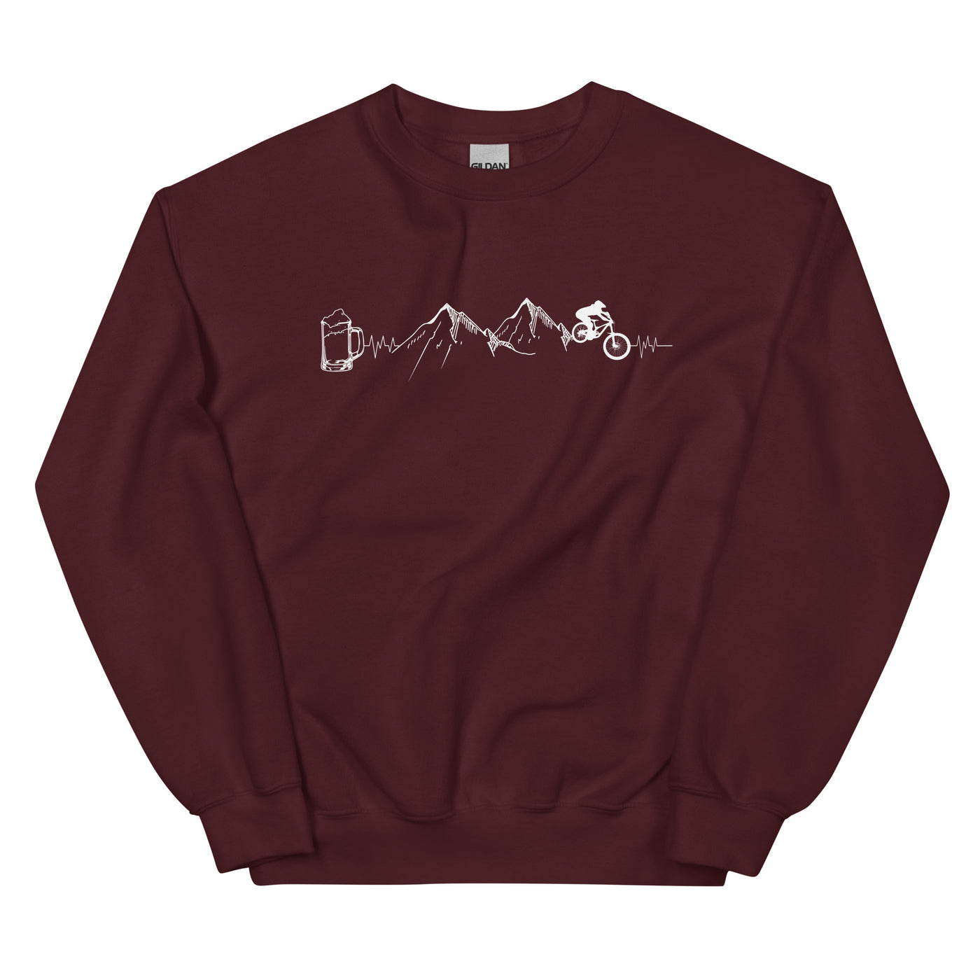 Herzschlag Berge, Biker Und Bier - Sweatshirt (Unisex) mountainbike Maroon