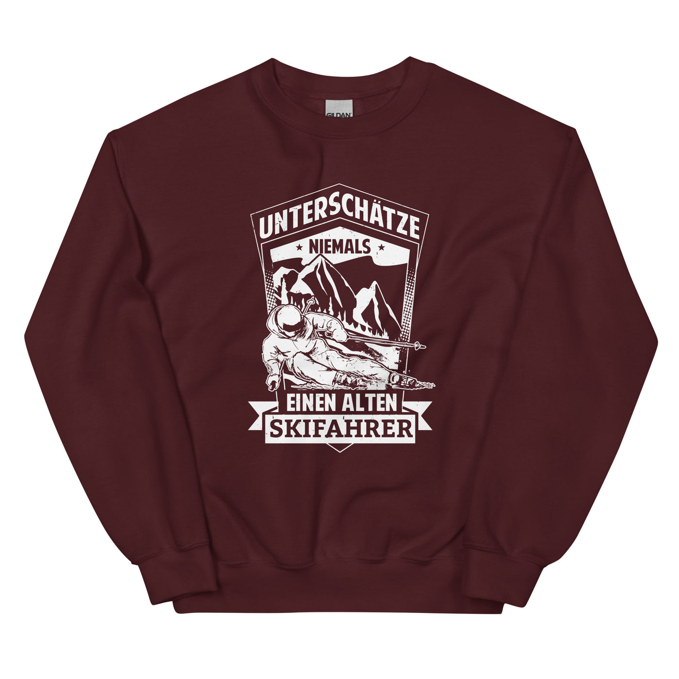 Unterschätze Niemals Nen Alten Skifahrer - Sweatshirt (Unisex) ski Maroon